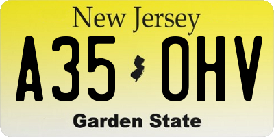 NJ license plate A35OHV