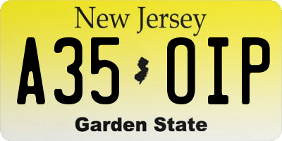 NJ license plate A35OIP
