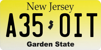 NJ license plate A35OIT