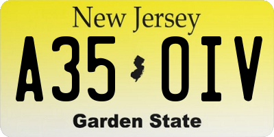 NJ license plate A35OIV