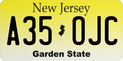 NJ license plate A35OJC