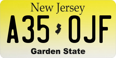 NJ license plate A35OJF
