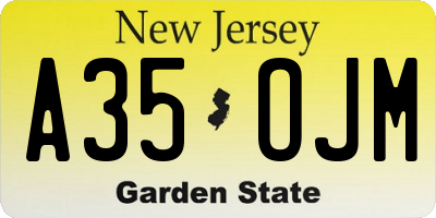 NJ license plate A35OJM
