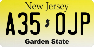 NJ license plate A35OJP