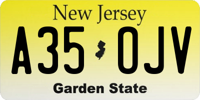 NJ license plate A35OJV