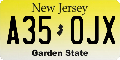 NJ license plate A35OJX