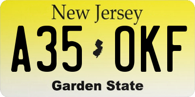 NJ license plate A35OKF