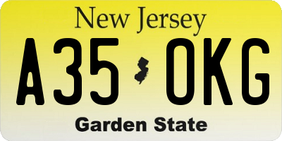 NJ license plate A35OKG