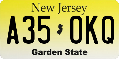 NJ license plate A35OKQ