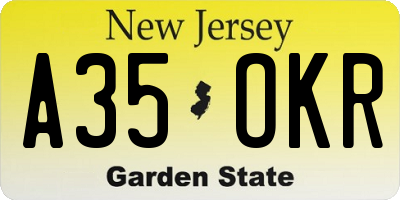 NJ license plate A35OKR