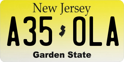 NJ license plate A35OLA