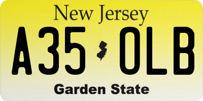 NJ license plate A35OLB