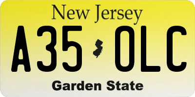 NJ license plate A35OLC