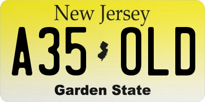 NJ license plate A35OLD