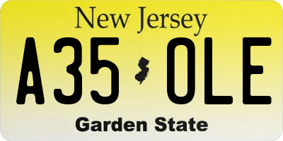 NJ license plate A35OLE