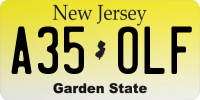 NJ license plate A35OLF