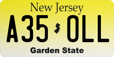 NJ license plate A35OLL