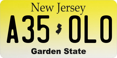 NJ license plate A35OLO