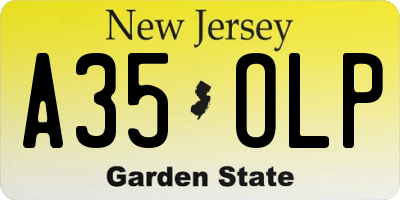 NJ license plate A35OLP