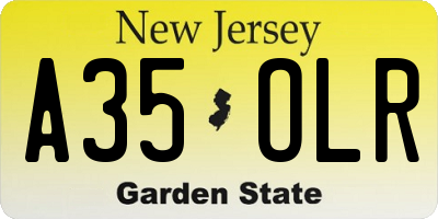 NJ license plate A35OLR