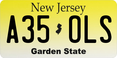 NJ license plate A35OLS