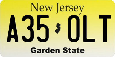 NJ license plate A35OLT