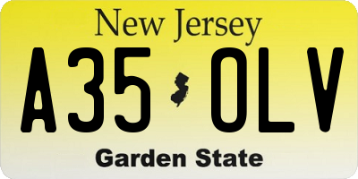 NJ license plate A35OLV