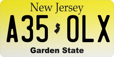 NJ license plate A35OLX