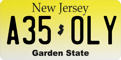 NJ license plate A35OLY