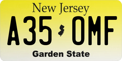 NJ license plate A35OMF