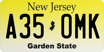 NJ license plate A35OMK