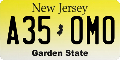 NJ license plate A35OMO