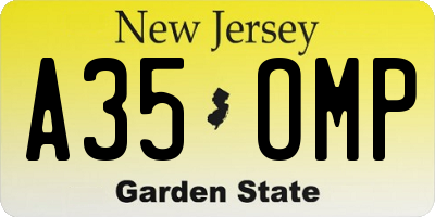 NJ license plate A35OMP