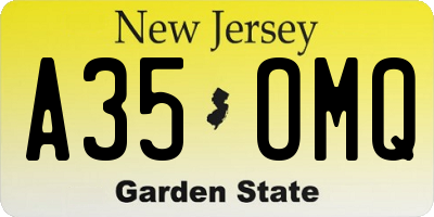 NJ license plate A35OMQ