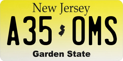 NJ license plate A35OMS