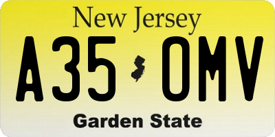 NJ license plate A35OMV