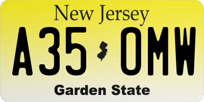 NJ license plate A35OMW