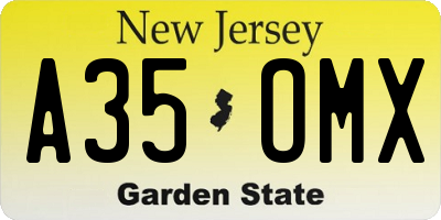 NJ license plate A35OMX