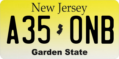 NJ license plate A35ONB