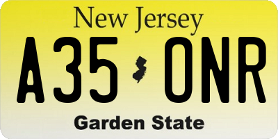 NJ license plate A35ONR