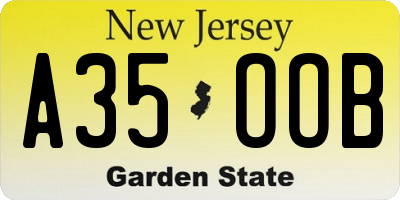 NJ license plate A35OOB