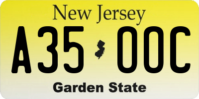NJ license plate A35OOC
