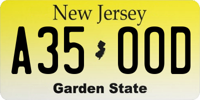 NJ license plate A35OOD