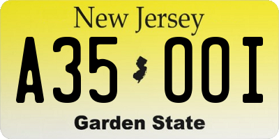 NJ license plate A35OOI
