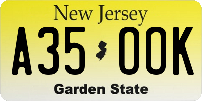 NJ license plate A35OOK