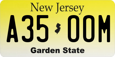 NJ license plate A35OOM