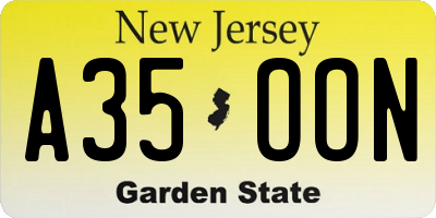NJ license plate A35OON