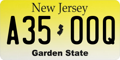 NJ license plate A35OOQ