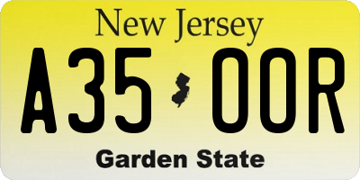 NJ license plate A35OOR