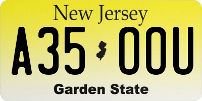 NJ license plate A35OOU